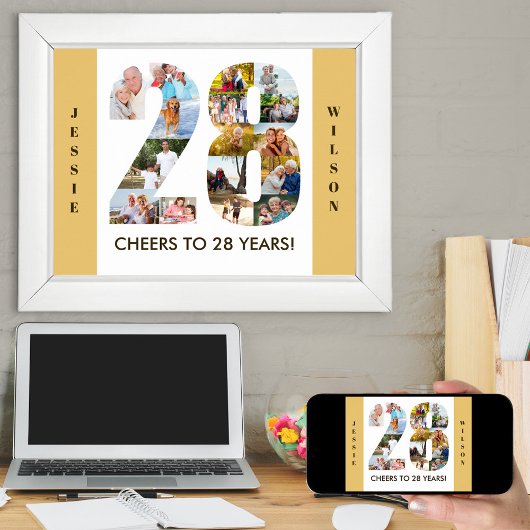 フォトコラージュinナンバー28ニュートラル28誕生日 ポスター