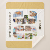 フォトコラージュin番号30ニュートラル30th誕生日 シェルパブランケット (正面)