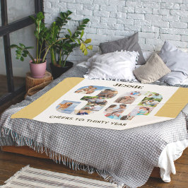 フォトコラージュin番号30ニュートラル30th誕生日 シェルパブランケット