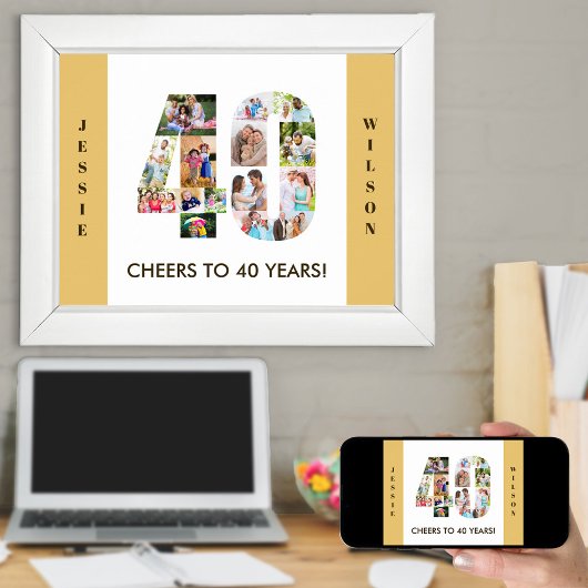 フォトコラージュin番号40ニュートラル40th誕生日 ポスター