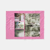 フォトコラージュInstagramの名前と年パーソナライズされた フリースブランケット (正面(横))