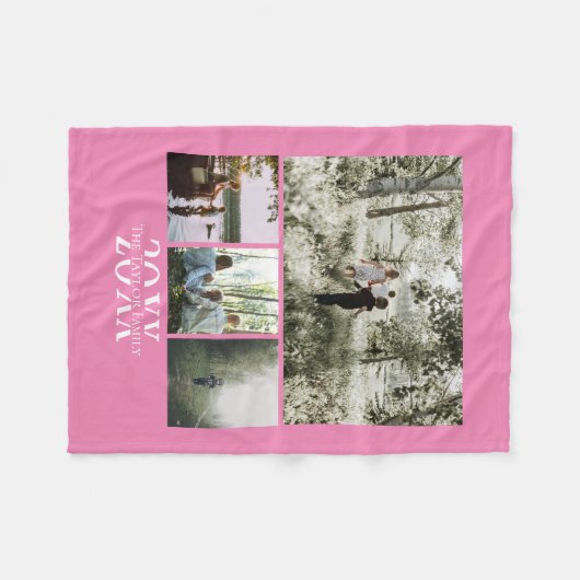 フォトコラージュInstagramの名前と年パーソナライズされた フリースブランケット (正面(横))