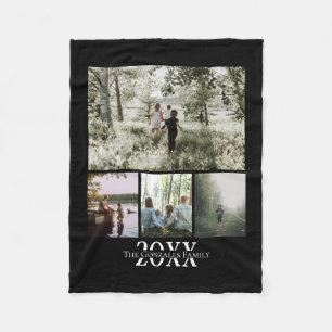 フォトコラージュInstagramの名前と年パーソナライズされた フリースブランケット