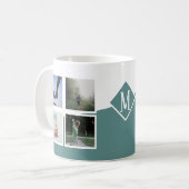 フォトコラージュInstagram モノグラムの Green コーヒーマグカップ (正面左)