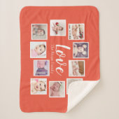 フォトコラージュLOVEをテーマユニークパーソナライズされた シェルパブランケット (正面)
