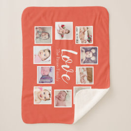 フォトコラージュLOVEをテーマユニークパーソナライズされた シェルパブランケット