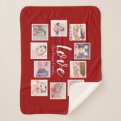 フォトコラージュLOVEをテーマユニークパーソナライズされた シェルパブランケット (正面)
