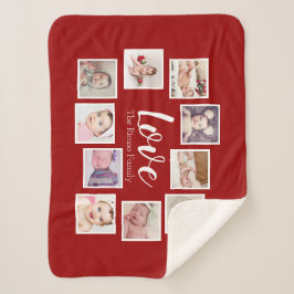 フォトコラージュLOVEをテーマユニークパーソナライズされた シェルパブランケット