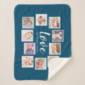 フォトコラージュLOVEをテーマユニークパーソナライズされた シェルパブランケット (正面)