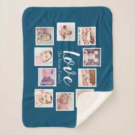 フォトコラージュLOVEをテーマユニークパーソナライズされた シェルパブランケット