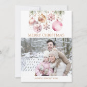 フォトコラージュMerry Christmas白バラ金ゴールドboho シーズンカード (正面)