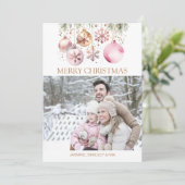 フォトコラージュMerry Christmas白バラ金ゴールドboho シーズンカード (スタンド正面)