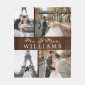 フォトコラージュMr&Msニューリュードモノグラムダークウッド フリースブランケット (正面)