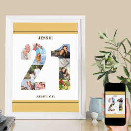 フォトコラージュNumber 21ニュートラル21歳の誕生日 ポスター