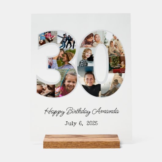 フォトコラージュNumber 30 - 30th Birthday アクリルサイン (正面)