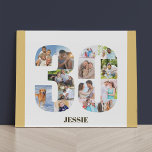 フォトコラージュNumber 30 Neutral 30th Birthday フェイクキャンバスプリント<br><div class="desc">30歳パーソナライズされたの誕生日に自分の写真を贈る。白い背景の上に30番の形をしたニュートラルベージュの砂/ミュート黄色の白いコラージュで縁どある。コラージュは14枚の写真を保持することができ、テンプレートは各番号の先頭から動作する写真を追加する準備ができてお気に入りのいる。また、ダークブロンズタイポグラフィで文字を付けた名前を追加することもでモダンきる。彼ユニークか彼女のための30番目の記念の贈り物。あなたの写真と一緒に私たちの店の写真ギフトを参照しカスタムてください。</div>