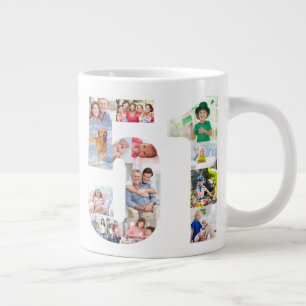 フォトコラージュNumber 51 - 51誕生日 ジャンボコーヒーマグカップ