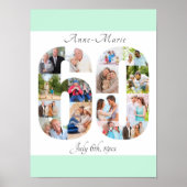 フォトコラージュNumber 60 Mintホワイト60誕生日 ポスター (正面)