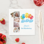 フォトコラージュNumber One Boy's Name 1st Birthday スタンダードランチョンナプキン (インサイチュ)