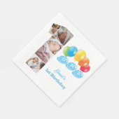 フォトコラージュNumber One Boy's Name 1st Birthday スタンダードランチョンナプキン (角)