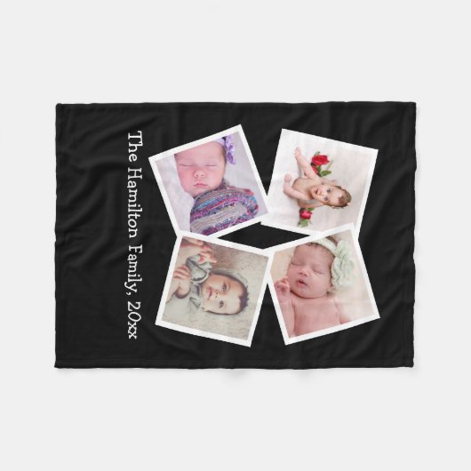 フォトコラージュOne of a kind パーソナライズされた 4 Photo フリースブランケット (正面(横))