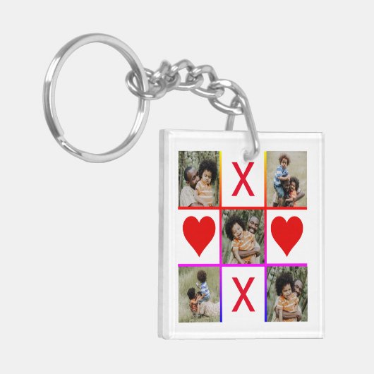 フォトコラージュTic Tac Toe Hugsキスファーザーデー キーホルダー (正面左)