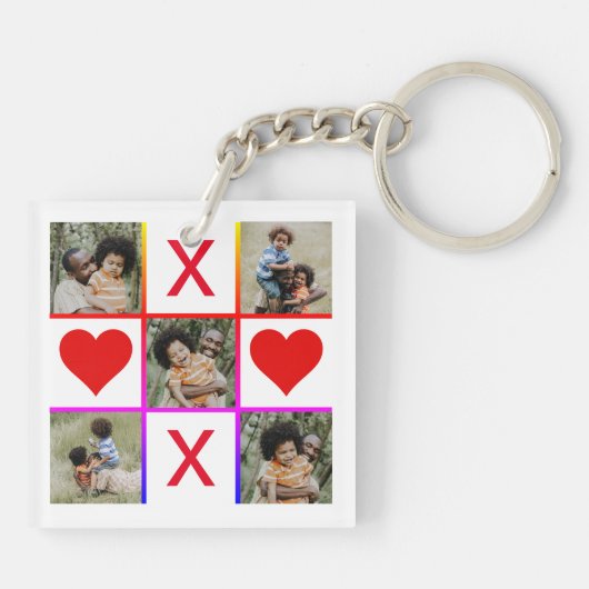 フォトコラージュTic Tac Toe Hugsキスファーザーデー キーホルダー (裏面)