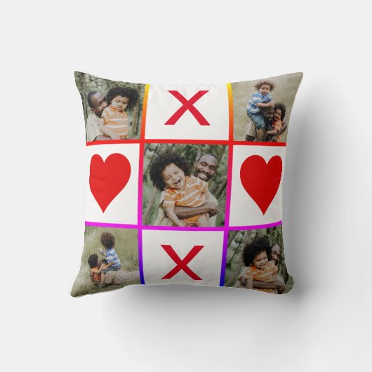 フォトコラージュTic Tac Toe Hugsキスファーザーデー クッション (裏面)