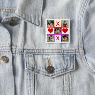 フォトコラージュTic Tac Toe Hugsキスファーザーデー 缶バッジ
