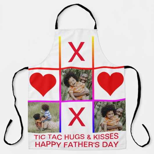 フォトコラージュTic Tac Toe Hugsキスファーザーロング エプロン (正面)