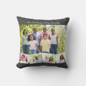 フォトコラージュwファミリー名とジグザグフォトストリップ クッション (正面)