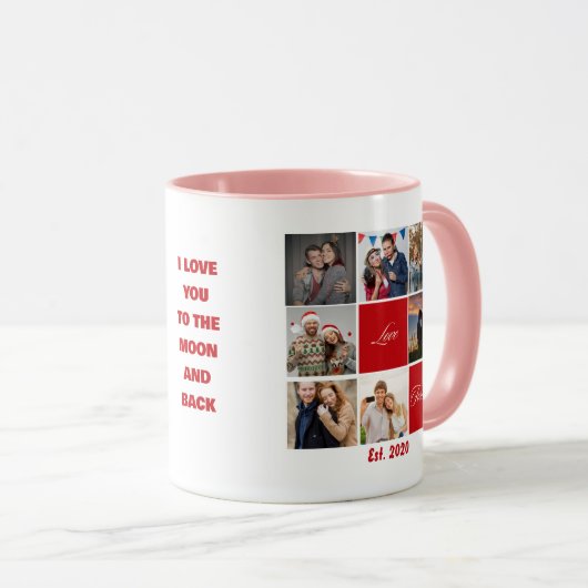 フォトコラージョパーソナライズされたンのメッセージと名前の変更 マグカップ (正面右)