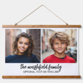 フォトコラージンググリッド – 文字下部 – 白 吊り下げ型タペストリー (正面)