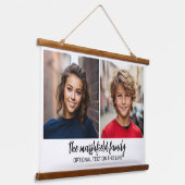 フォトコラージンググリッド – 文字下部 – 白 吊り下げ型タペストリー (傾斜あり)