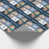 フォトコラージースノーフレークダークブルーモノグラム ラッピングペーパー (角)