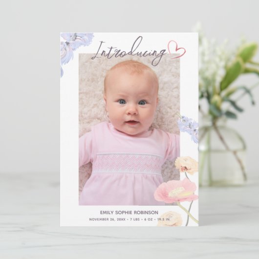 フォトコラージ生まれたばかりのエレガント誕生の紹介 案内状 (スタンド正面)