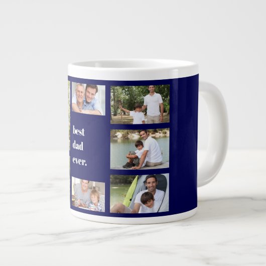 フォトコラー最高のジュパパエバネービーブルーアンドホワイト ジャンボコーヒーマグカップ (正面右)