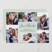 フォトコラ結婚ージュの感謝の気持ち|ミント サンキューカード (正面/裏面)