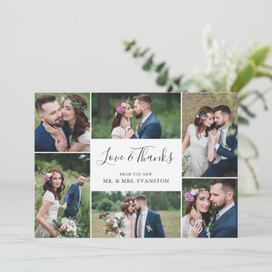 フォトコラ結婚ージュの感謝の気持ち|白 サンキューカード (スタンド正面)