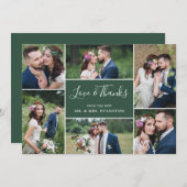 フォトコラ結婚ージュの感謝の気持ち|緑 サンキューカード (正面/裏面)