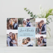 フォトコラ結婚ージュの感謝の気持ち|青 サンキューカード (スタンド正面)