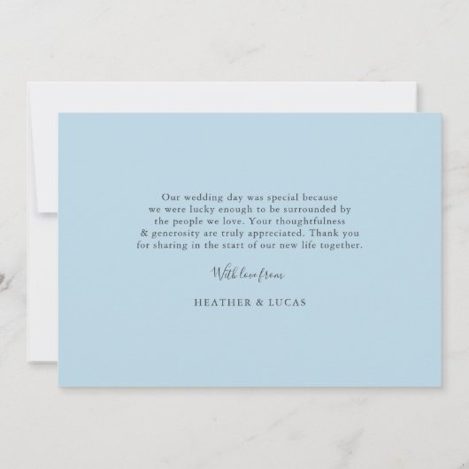 フォトコラ結婚ージュの感謝の気持ち|青 サンキューカード (裏面)