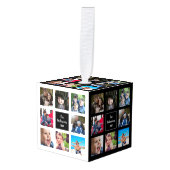 フォトコレお気に入りのージを白黒で追加 キューブオーナメント (正面アングル)