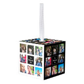 フォトコレお気に入りのージを白黒で追加 キューブオーナメント (裏面アングル)