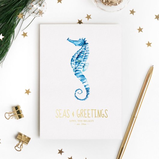 フォトコースタルクリスマスカード 箔シーズンカード