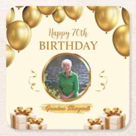 フォトコースター70誕生日 スクエアペーパーコースター