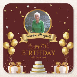 フォトコースター70誕生日 スクエアペーパーコースター