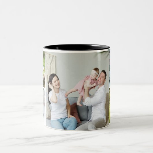 フォトコーパーソナライズされたヒマグカップ、自分の写真を追加 ツートーンマグカップ (中央)