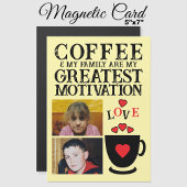 フォトコーヒーと家族の赤い磁気カード2枚 マグネット招待状