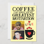 フォトコーヒーと家族の赤い磁気カード2枚 マグネット招待状 (正面)